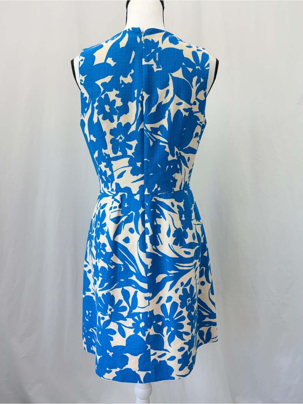 J. Crew Blue Ivory Floral Print Sleeveless Cotton Shift Dress Wedding Guest Sz 6 - Picture 7 of 17